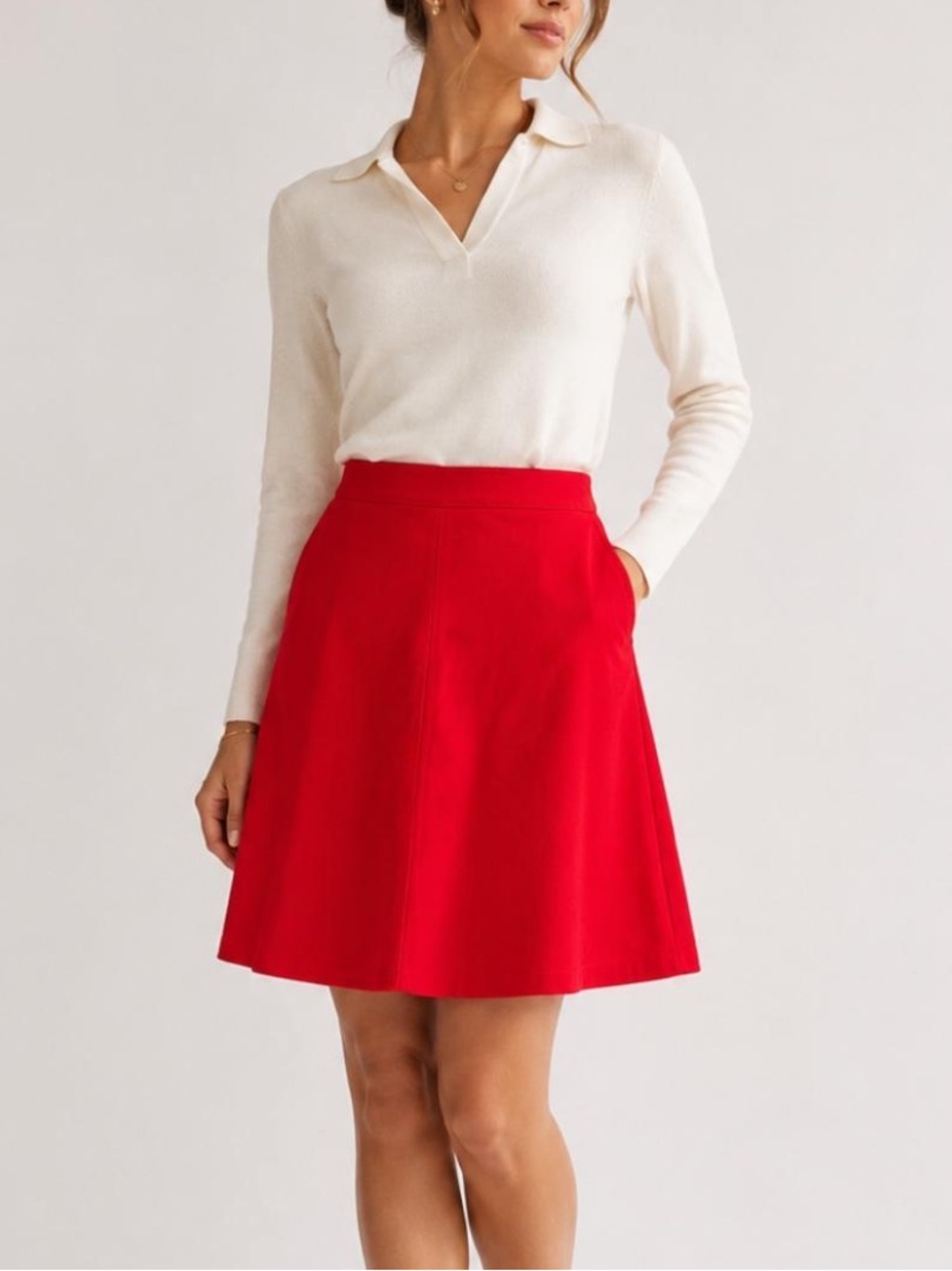 LOFT Red Swing Skirt